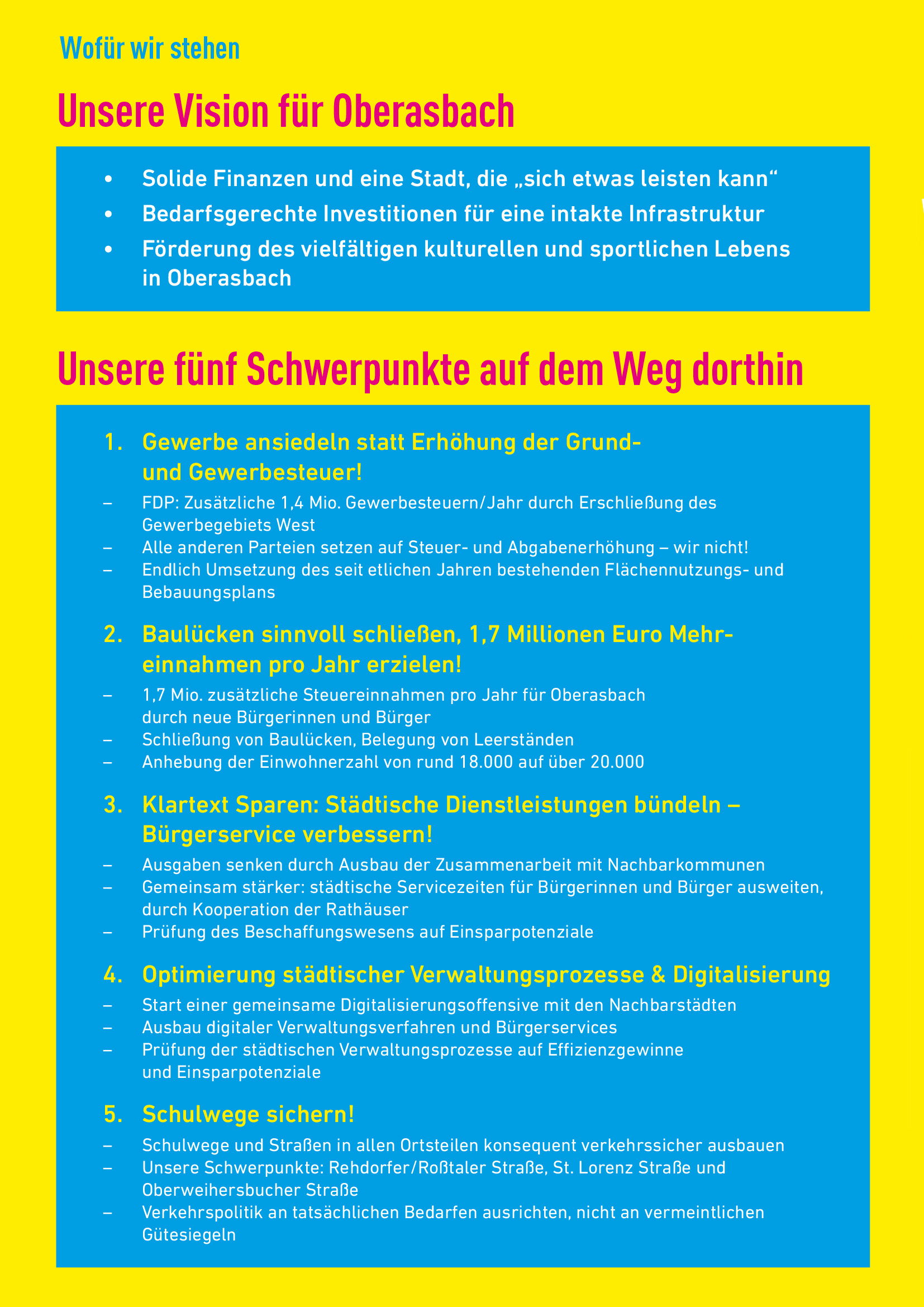 Unser Wahlprogramm in Kurzfassung